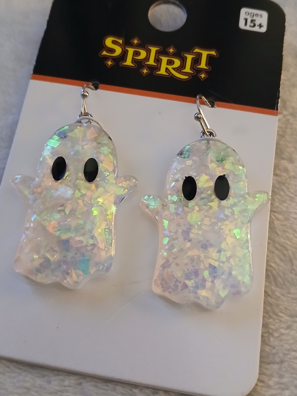 Spirit Halloween Iridescent Acrylic Ghost Dangle Earrings - NWT